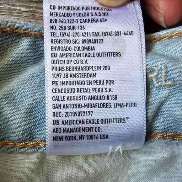 American Eagle Jeans Womens Size 10 Button Fly Light Acid Wash Distressed Angled - Picture 13 of 16